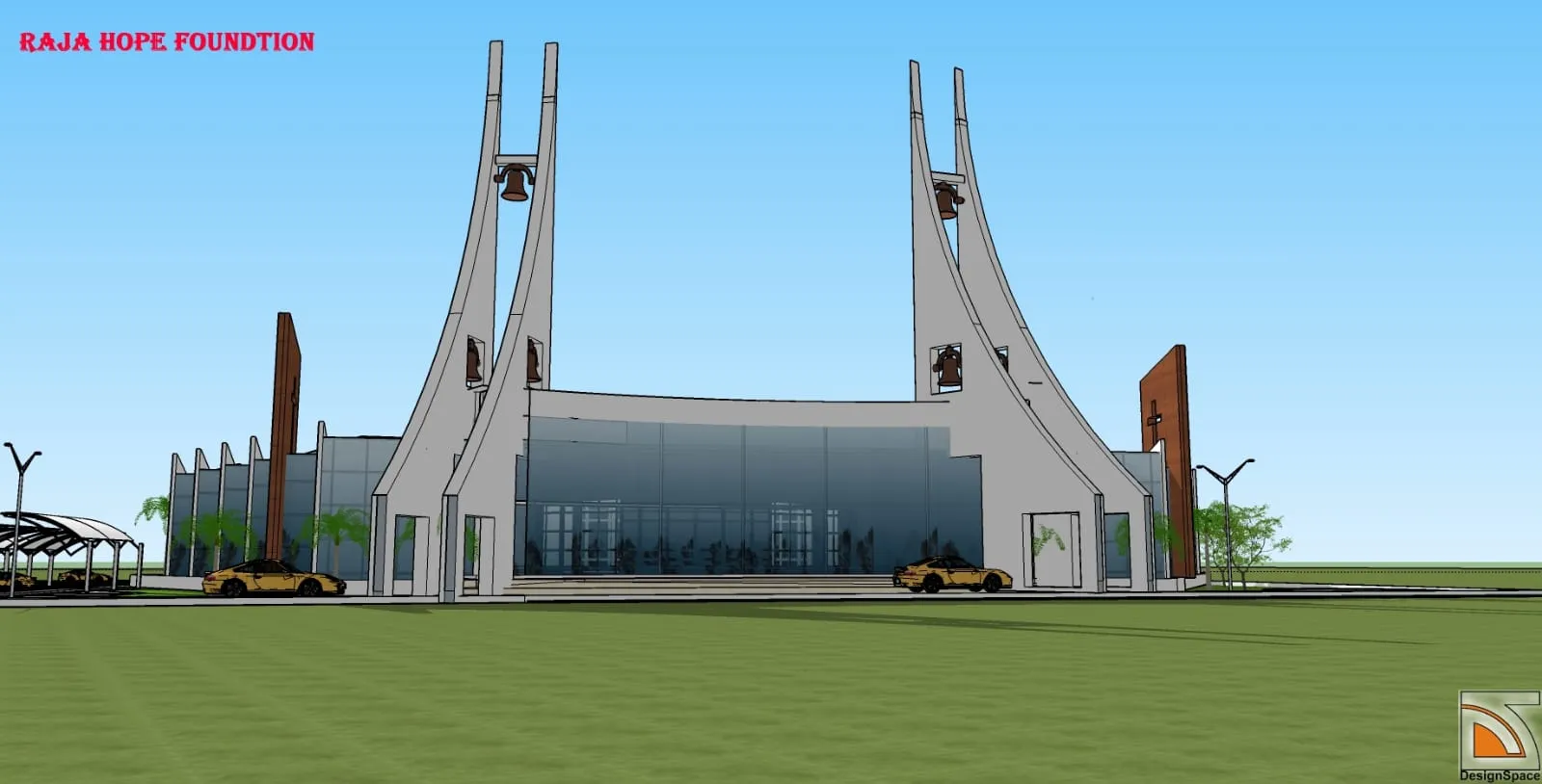 Raja Hope Foundation — front elevation with twin bell towers