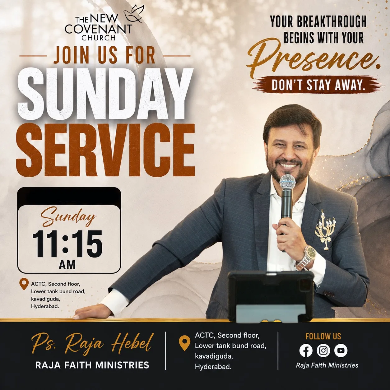 Join us for Sunday Service — Ps. Raja Hebel, Raja Faith Ministries, Sunday 11:15 AM